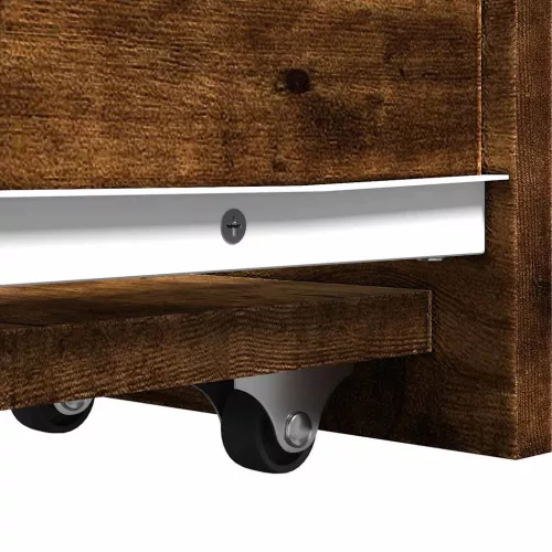  füstös tölgy színű szerelt fa görgős keskeny fürdőszobaszekrény