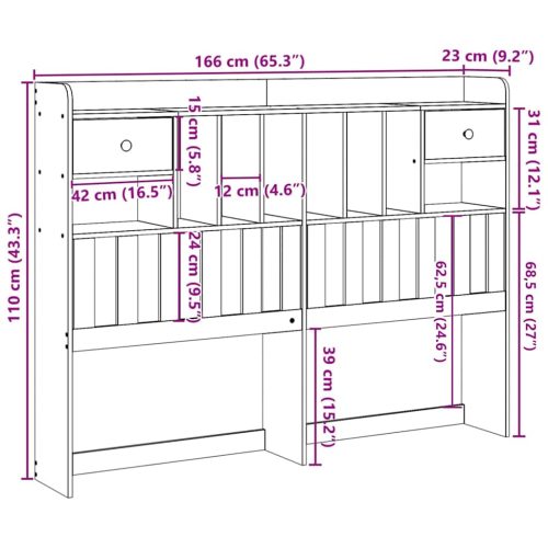  tömör fenyőfa fejtámla tárolóval 75 cm