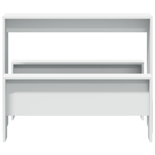  3 részes fehér szerelt fa étkezőasztal és pad szett