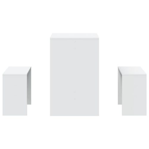  3 részes fehér szerelt fa étkezőasztal és pad szett