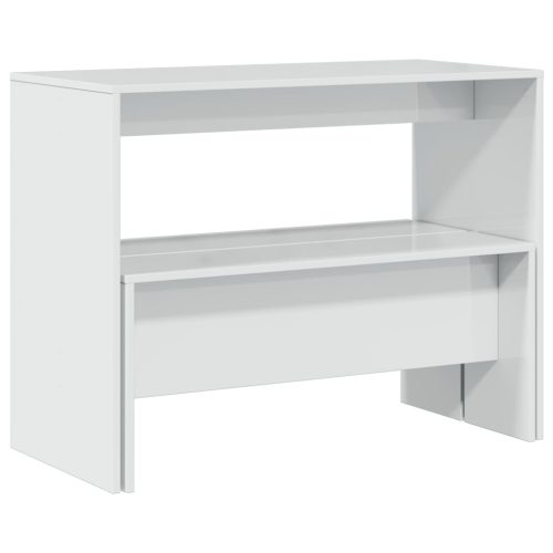  3 részes magasfényű szerelt fa étkezőasztal és pad szett