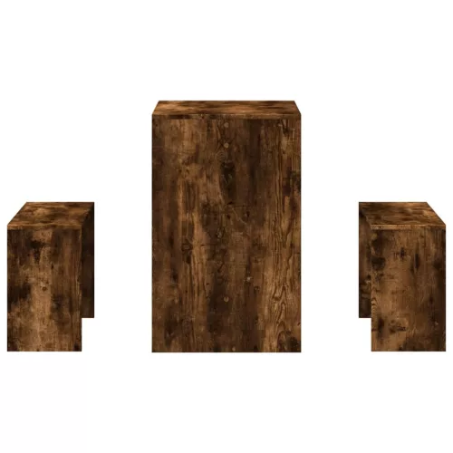  3 részes füstös tölgy színű szerelt fa étkezőasztal és pad