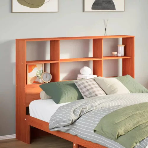  viaszbarna tömör fenyőfa fejtámla tárolóval 160 cm