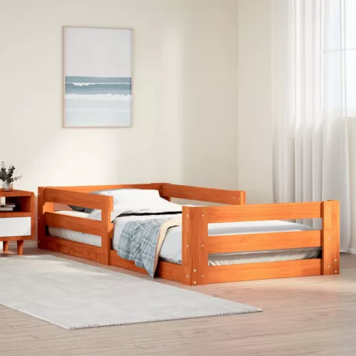  viaszbarna tömör fenyőfa ágy matrac nélkül 90 x 190 cm