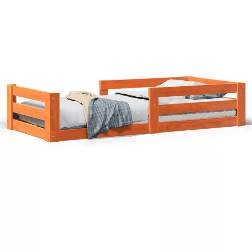  viaszbarna tömör fenyőfa ágy matrac nélkül 90 x 190 cm