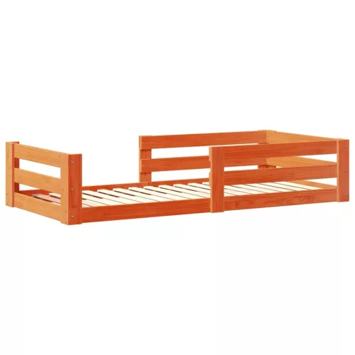  viaszbarna tömör fenyőfa ágy matrac nélkül 90 x 190 cm