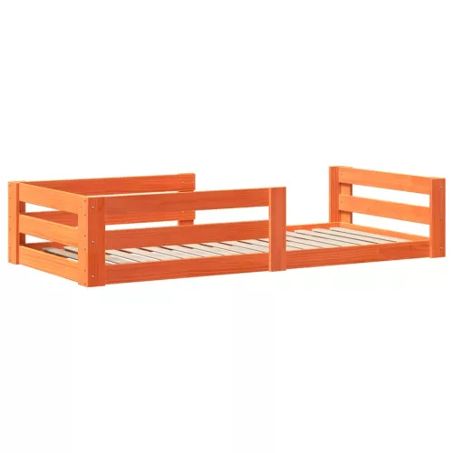  viaszbarna tömör fenyőfa ágy matrac nélkül 90 x 190 cm
