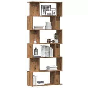    kézműves tölgy színű szerelt fa könyvszekrény 80x24x192 cm