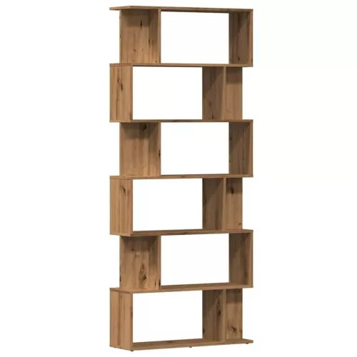  kézműves tölgy színű szerelt fa könyvszekrény 80x24x192 cm