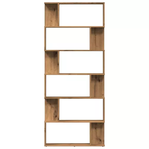  kézműves tölgy színű szerelt fa könyvszekrény 80x24x192 cm