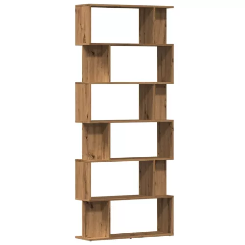  kézműves tölgy színű szerelt fa könyvszekrény 80x24x192 cm