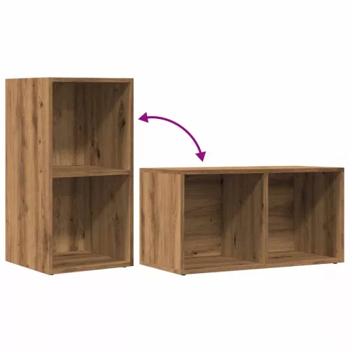  LP kézműves tölgy színű szerelt fa tárolódoboz 69,5x34x36 cm