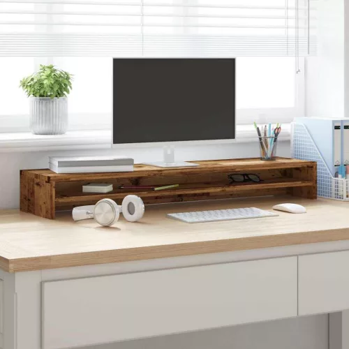  antik fa színű szerelt fa monitorállvány 100 x 24 x 13 cm