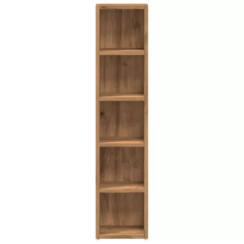  2 db kézműves tölgy színű szerelt fa CD-szekrény 21x16x93,5 cm