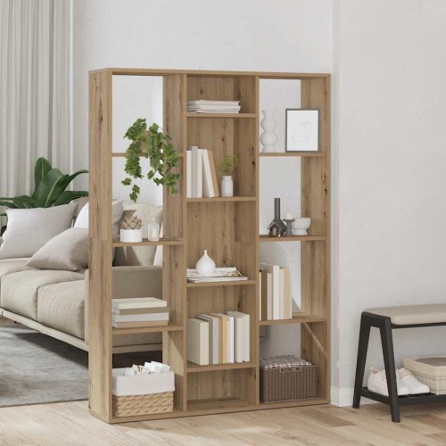  kézműves tölgy forgácslap térelválasztó/könyvszekrény