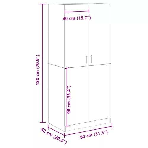  antik fa színű szerelt fa ruhásszekrény 80x52x180 cm