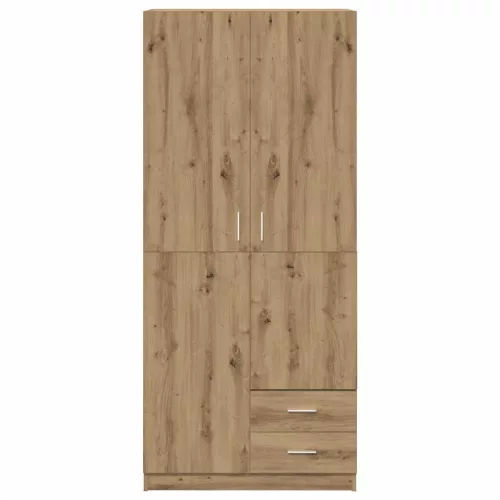  kézműves tölgy színű szerelt fa ruhásszekrény 80x52x180 cm