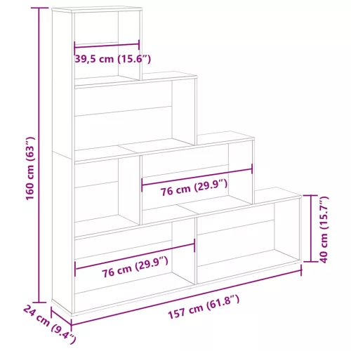  Könyves szekrény régi fa 157x24x160 cm gépelt fa