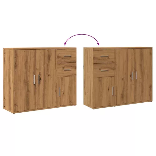  kézműves tölgy színű szerelt fa tálalószekrény 91 x 29,5 x 75cm