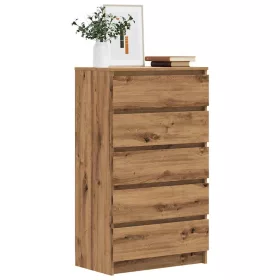    kézműves tölgy színű szerelt fa fiókos szekrény 60 x 36 x 103cm