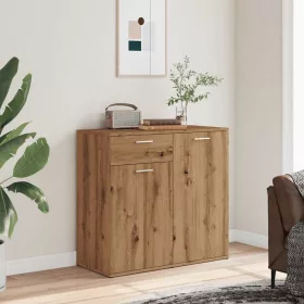    kézműves tölgy színű szerelt fa tálalószekrény 80 x 36 x 75 cm