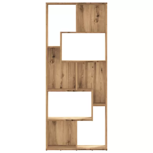  kézműves tölgy színű szerelt fa könyvespolc 67 x 24 x 161 cm