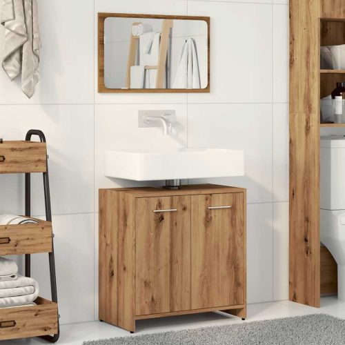  fürdőszoba szekrény tükörrel kézműves tölgy szerelt fa