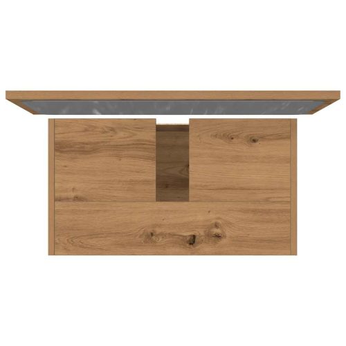  2 részes kézműves tölgy színű szerelt fa fürdőszobai bútorszett