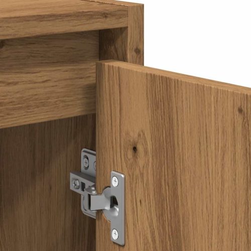  2 részes kézműves tölgy színű szerelt fa fürdőszobai bútorszett