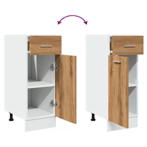  “Lyon” kézműves tölgyszínű szerelt fa fiókos alsószekrény