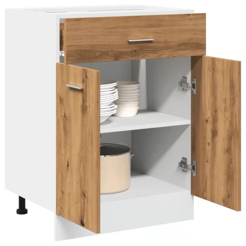  “Lyon” kézműves tölgyszínű szerelt fa fiókos alsószekrény