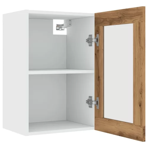  “Lyon” kézműves tölgy színű szerelt fa függő üvegszekrény