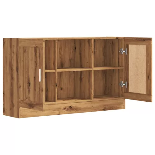  kézműves tölgy színű szerelt fa tálalószekrény 120x30,5x70 cm