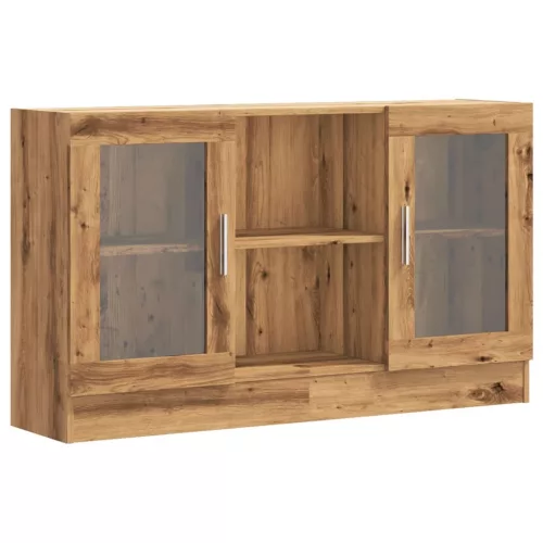  kézműves tölgy színű szerelt fa tálalószekrény 120x30,5x70 cm