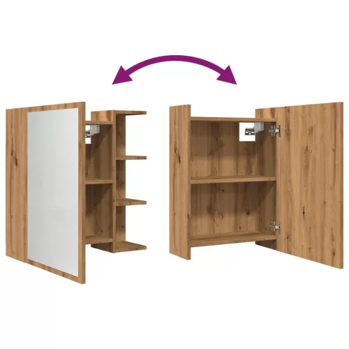  kézműves színű szerelt fa tükrös szekrény 62,5 x 20,5 x 64 cm