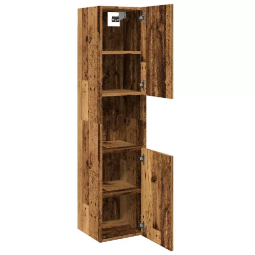  antik fa színű szerelt fa függő fürdőszobaszekrény 30x30x130 cm