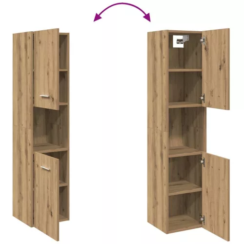  kézműves tölgy szerelt fa függő fürdőszobaszekrény 30x30x130 cm