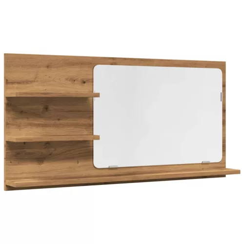  kézműves tölgy szerelt fa tükrös fürdőszobaszekrény 90x11x45 cm