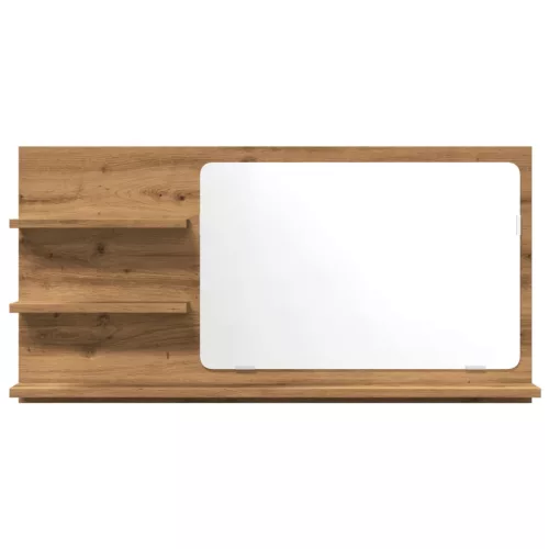  kézműves tölgy szerelt fa tükrös fürdőszobaszekrény 90x11x45 cm