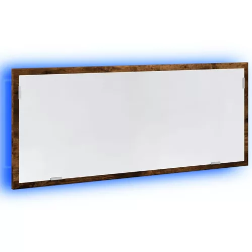 füstös tölgy szerelt fa LED-es fürdőszobatükör 100x8,5x37 cm