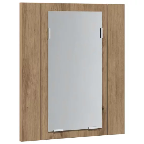  kézműves tölgy szerelt fa tükrös szekrény LED-del 40x12x45 cm