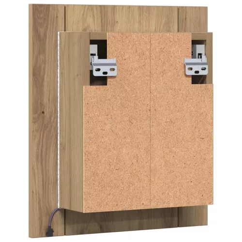  kézműves tölgy szerelt fa tükrös szekrény LED-del 40x12x45 cm