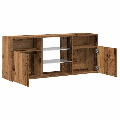  antik fa színű szerelt fa TV-szekrény LED-ekkel 120x30x50 cm