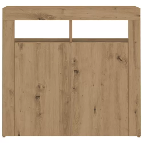  kézműves tölgy szerelt fa tálalószekrény LED-ekkel 80x35x75 cm