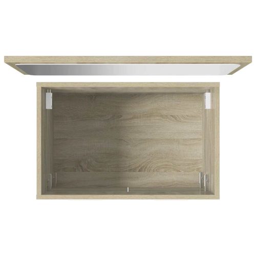  2 részes sonoma tölgyszínű szerelt fa fürdőszobai bútorszett