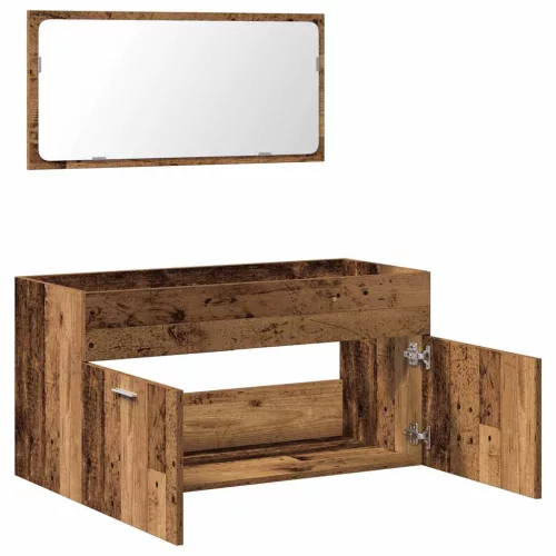  Fürdőszoba szekrény tükörrel Régi fából készült fűrészáru