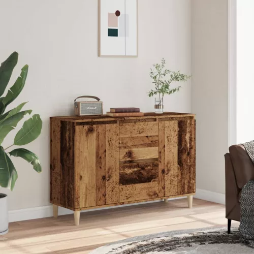  antik fa színű szerelt fa tálalószekrény 102 x 35 x 70 cm