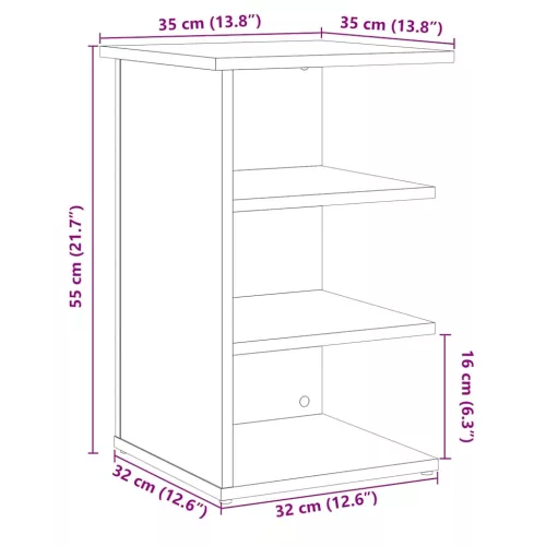  kézműves tölgy színű szerelt fa tálalószekrény 35x35x55 cm