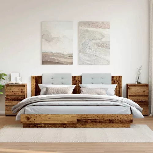  2 db antik fa színű szerelt fa éjjeliszekrény 40x35x62,5 cm