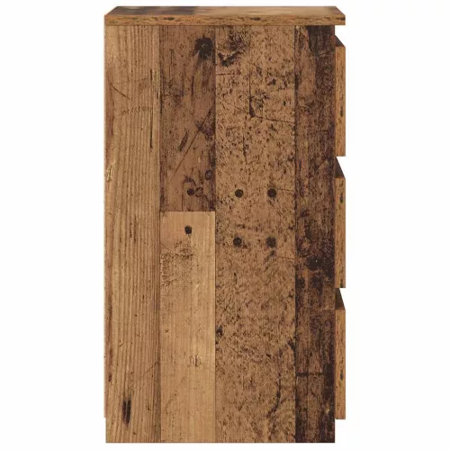  2 db antik fa színű szerelt fa éjjeliszekrény 40x35x62,5 cm
